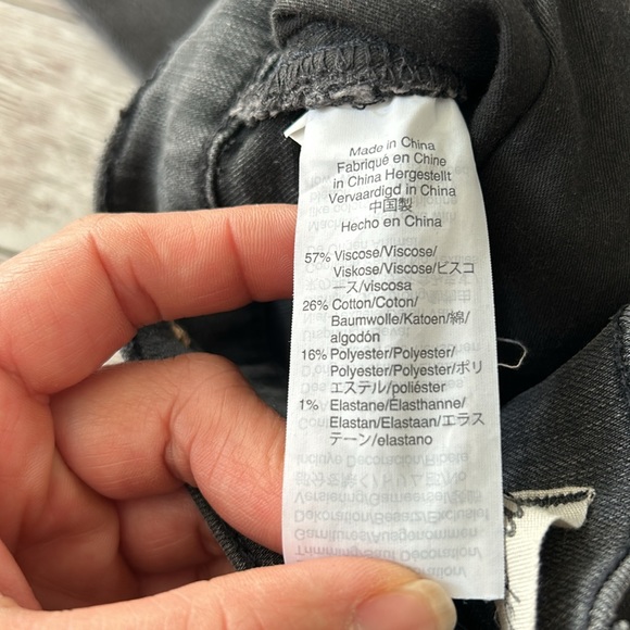 Madewell Faded Black Dark Grey 9” High Rise Skinny Step Raw Hem Jeans - Picture 13 of 14